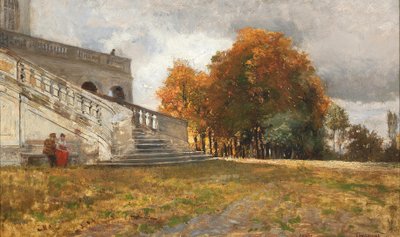 Resting at the Bottom of the Castle Steps Castle Solitude in Baden-Wurttemberg by Hugo Charlemont